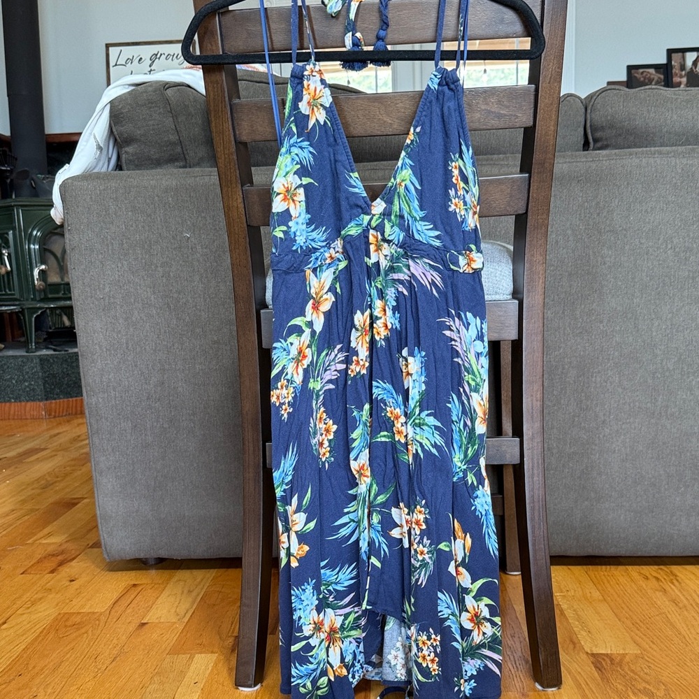 Lovestitch Navy Midi Dress with Floral Print
